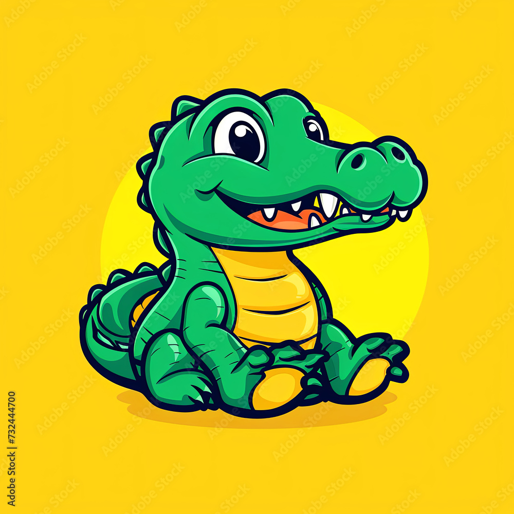 Fototapeta premium Cute baby crocodile illustration. 