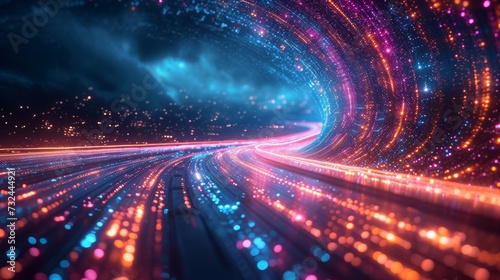 Experience the expressway of data transfer with fiber optics, providing a streamlined flow of information for networked devices at lightning speed. photo