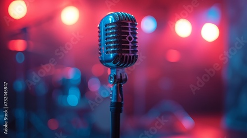 Step up to the silver microphone and let your voice soar as you record your next hit, surrounded by the latest audio equipment in a professional studio.
