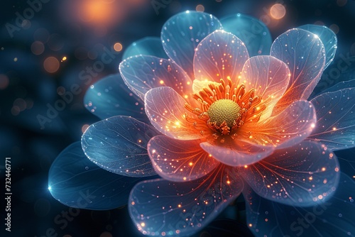 Glowing Flower in Full Bloom: A Stunning Snap for Your Monthly Social Media Post Generative AI