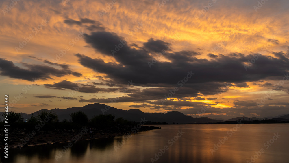 sunset over the river Fuzhou China