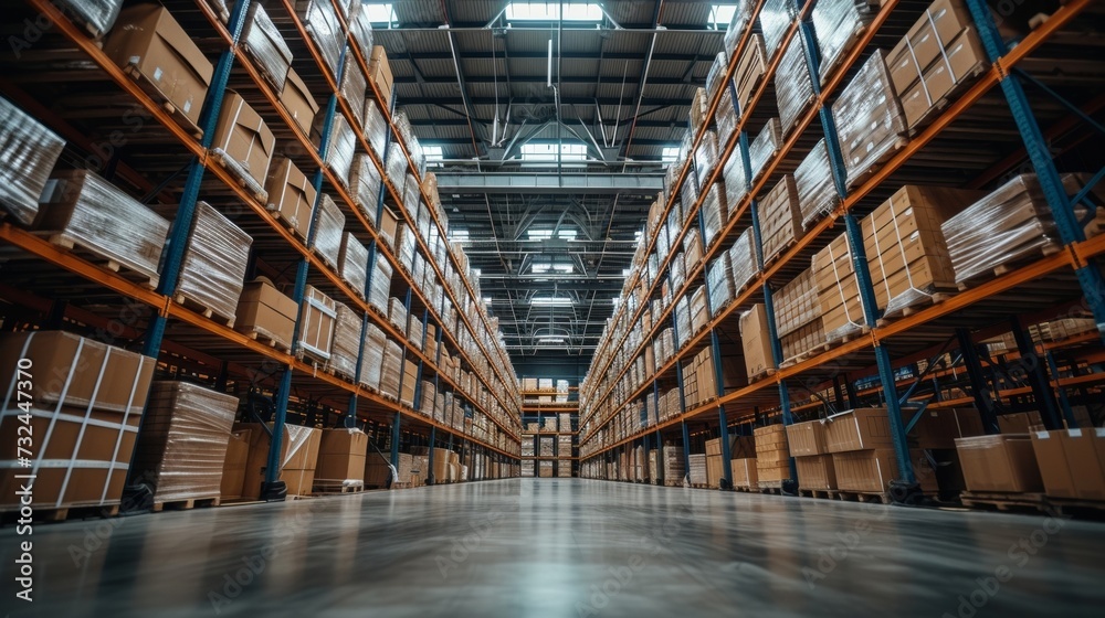 This cutting-edge warehouse uses advanced robotics and automation for efficient inventory management and distribution.