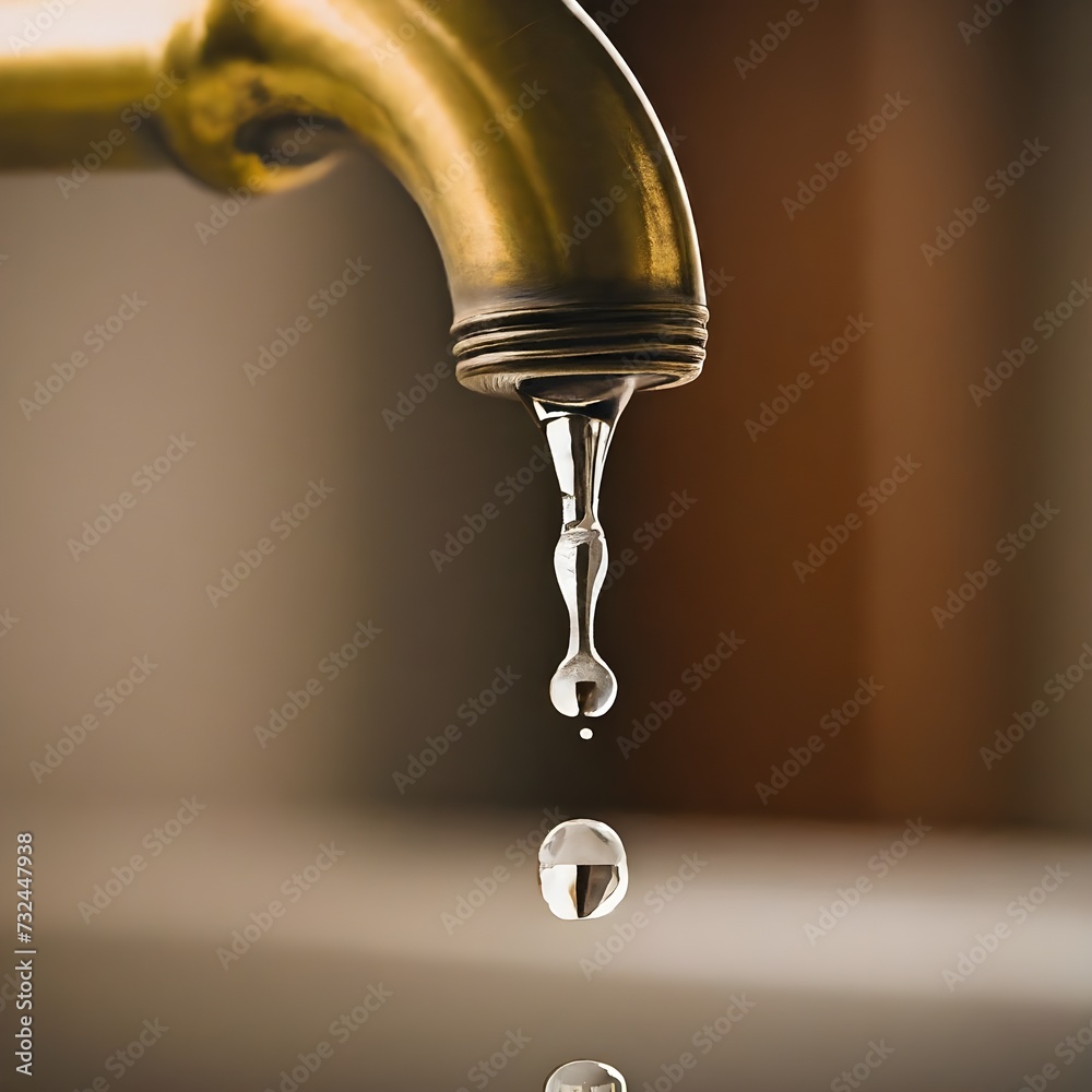 Stream of Water Flowing Steadily From Silver Faucet Against a Black Background Stream of Water Flowing Steadily From Silver Faucet Against a Black Background