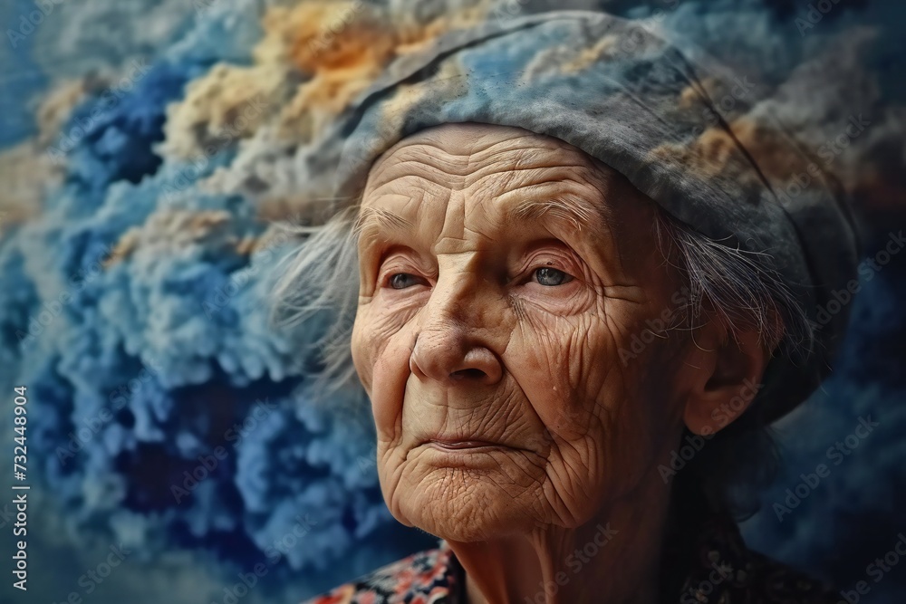 Old woman portrait depicting the struggle of years.