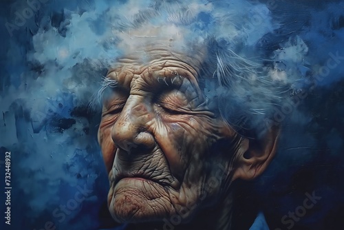 Old woman portrait depicting the struggle of years.