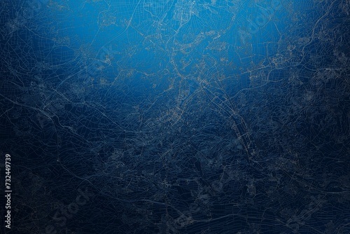 Street map of Stuttgart (Germany) engraved on blue metal background. View with light coming from top. 3d render, illustration