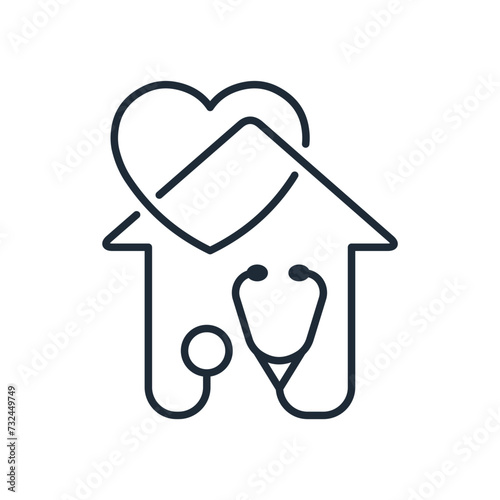 Family health under medical control.Vector linear icon isolated on white background.