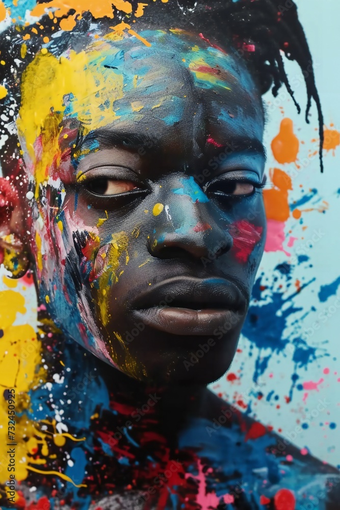 Abstract painted portrait of an African man.