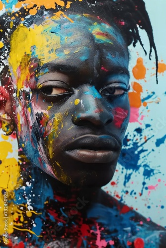 Abstract painted portrait of an African man.