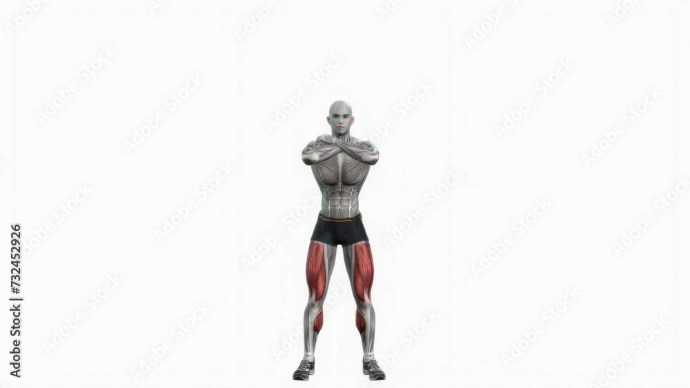 3D rendered animation of a model working out and stretching on the empty white background 3D rendered animation of a model working out and stretching on the empty white background