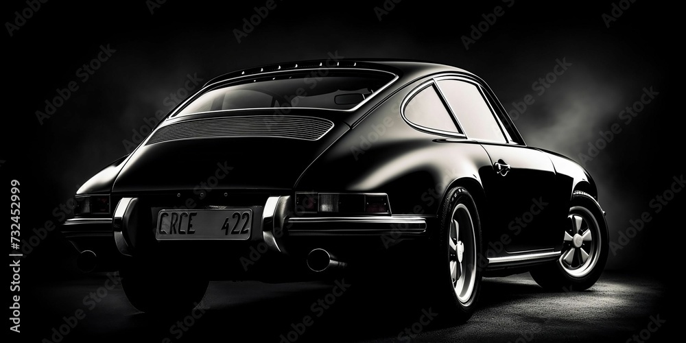 AI-generated illustration of a classic black car showcasing its sleek and stylish exterior.