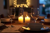 Candlelit Home Dinner - An intimate dinner setting at home - Valentines Day - AI Generated
