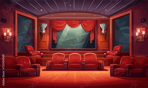 cinema interior vector flat minimalistic isolated vector style illustration