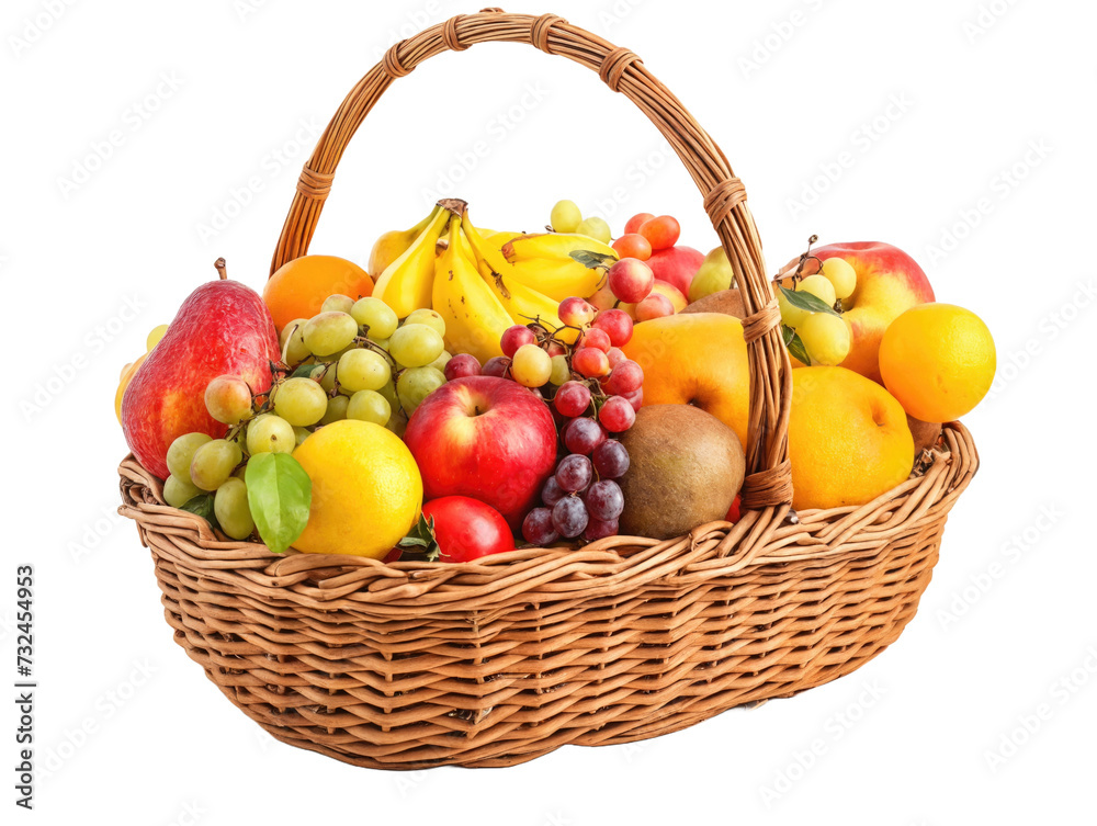 Basket with fruits isolated on transperent background, PNG fruits Basket with fruits isolated on transperent background, PNG fruits