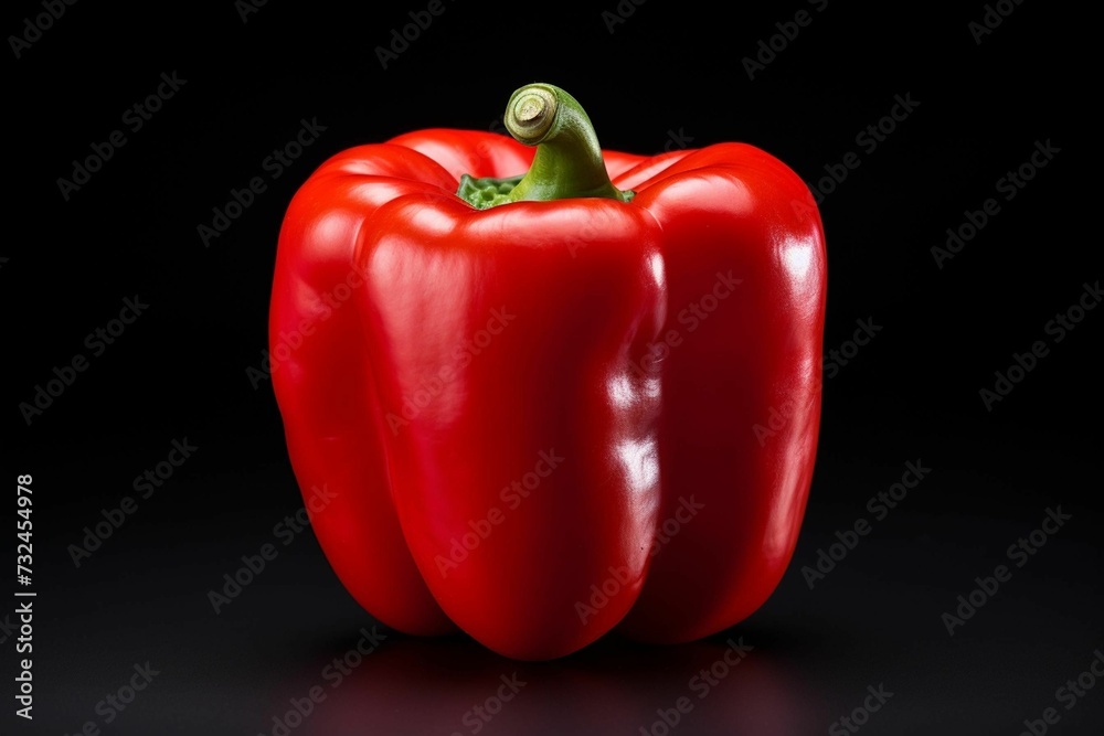 AI generated illustration of a vibrant red bell pepper on a black background AI generated illustration of a vibrant red bell pepper on a black background