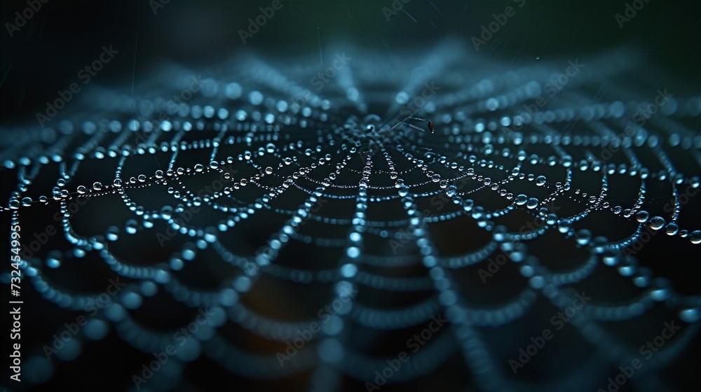 Glowing Spider Web: A Spectacular Sight for Halloween Generative AI - obrazy, fototapety, plakaty 
