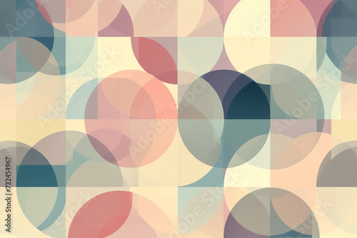 Wallpaper Mural The tranquil palette of muted pastel tones sets the stage for a geometric abstract background, characterized by the interplay of overlapping circles and squares Torontodigital.ca