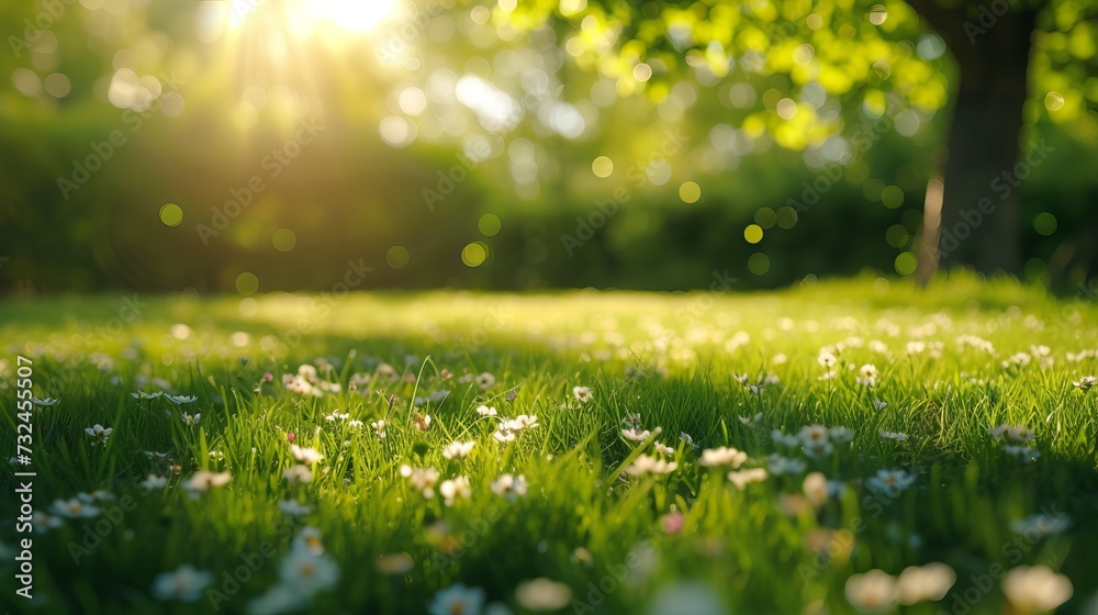 Gorgeous view of a charming backyard on a bright day, with lush, green grass beneath the sun, lovely garden design, and the allure of summer Gorgeous view of a charming backyard on a bright day, with lush, green grass beneath the sun, lovely garden design, and the allure of summer