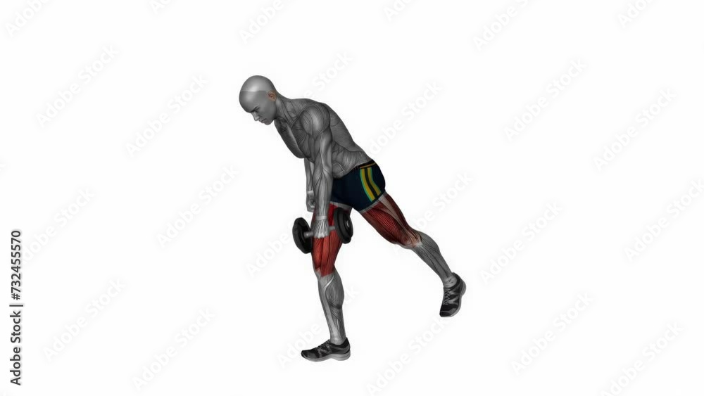 3D-rendered animation of a sportsman training with dumbbells isolated on a white background 3D-rendered animation of a sportsman training with dumbbells isolated on a white background