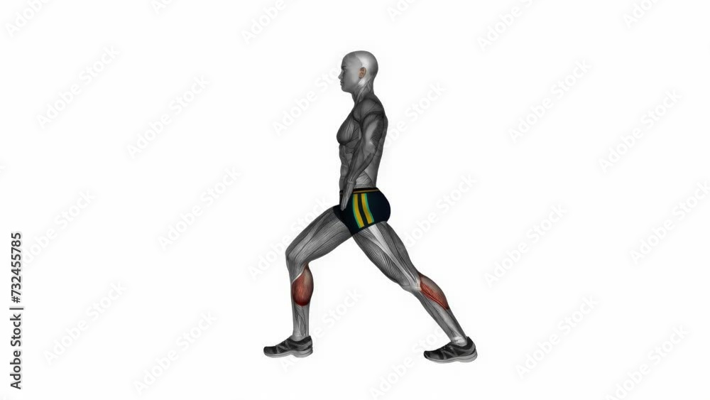3D rendered animation of person doing leg exercise with muscles shown isolated on white background 3D rendered animation of person doing leg exercise with muscles shown isolated on white background