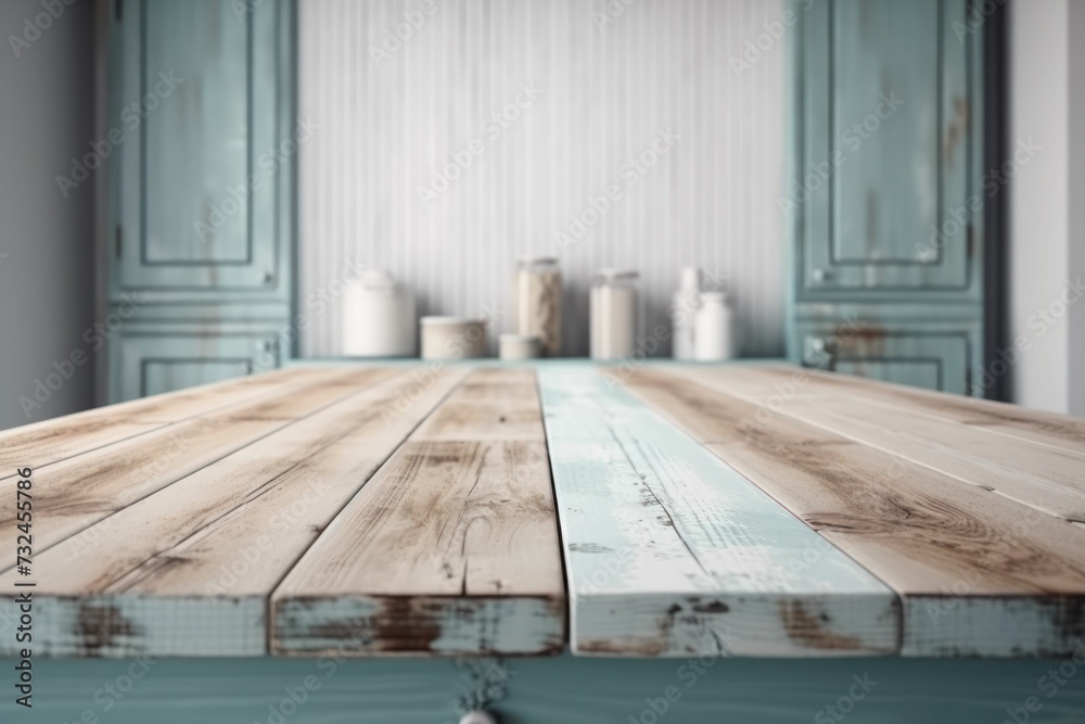 Obraz premium AI generated illustration of a table in the kitchen in beige colors