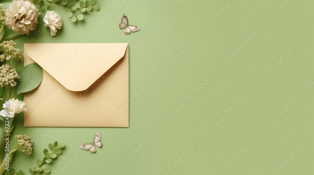 The concept of Valentine's Day.An envelope with a letter in the shape of a heart and spring flowers. The idea of a holiday card for lovers. The concept of Valentine's Day.An envelope with a letter in the shape of a heart and spring flowers. The idea of a holiday card for lovers.