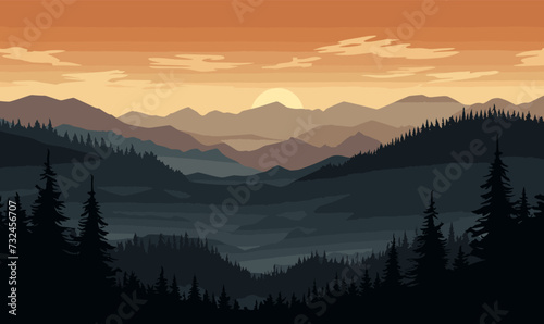 mountain landscape panorama silhouette vector background illustration © Sanych