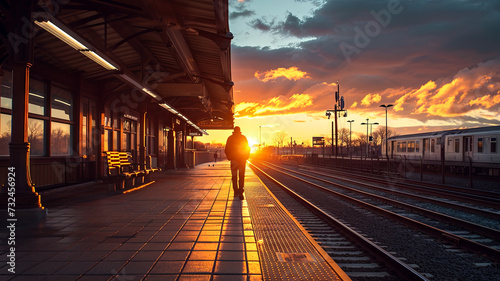 TrainStation Men behind sunset