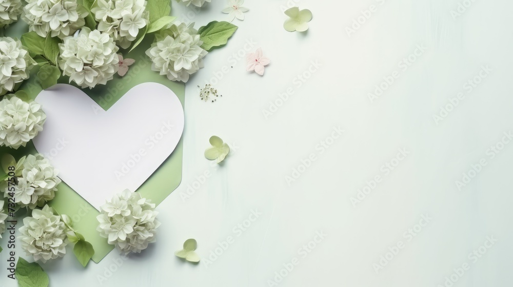 The concept of Valentine's Day.An envelope with a letter in the shape of a heart and spring flowers. The idea of a holiday card for lovers. The concept of Valentine's Day.An envelope with a letter in the shape of a heart and spring flowers. The idea of a holiday card for lovers.