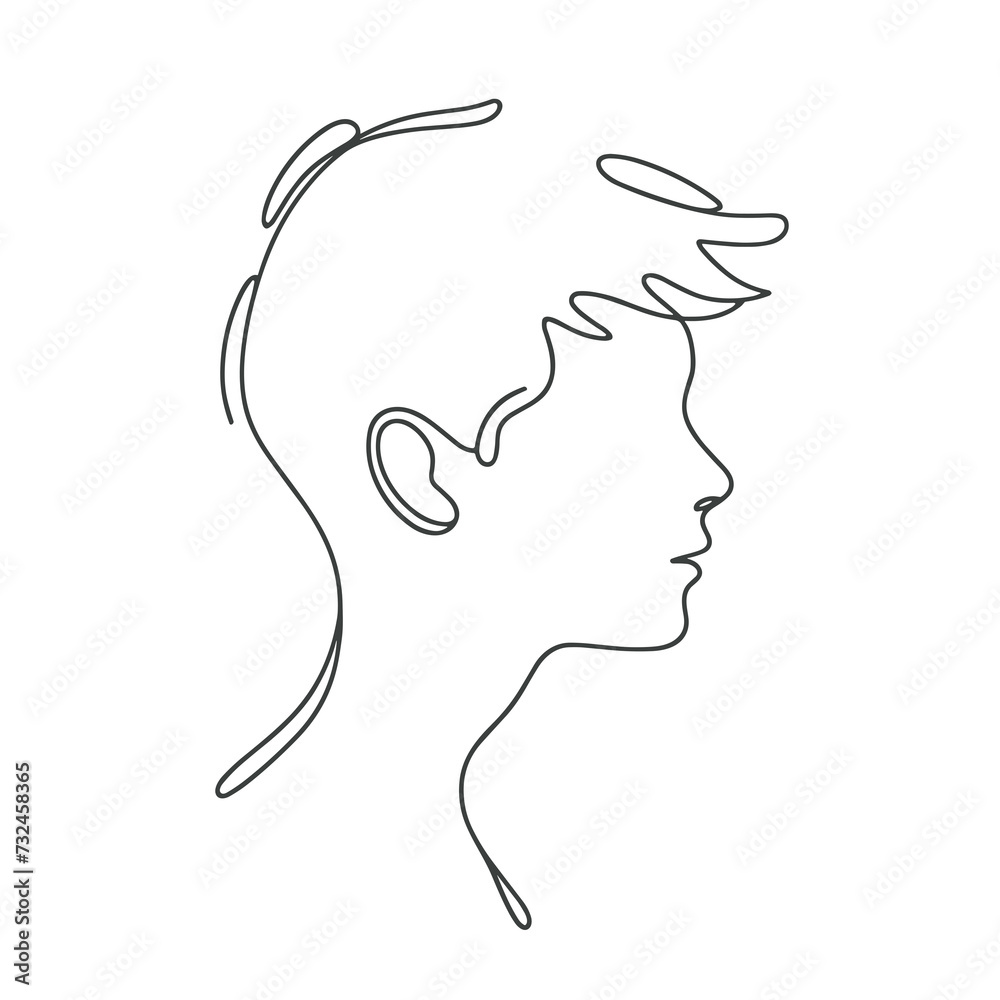Profile of a boy in a line drawing style