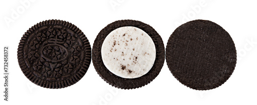 Chocolate cookie and cream isolated on transparent background. PNG