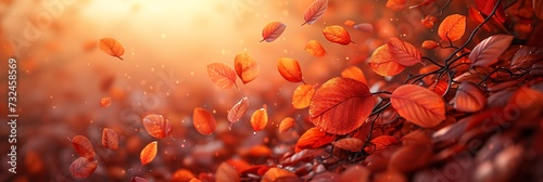 Fall Frenzy: A Vibrant Display of Orange Leaves Generative AI photo