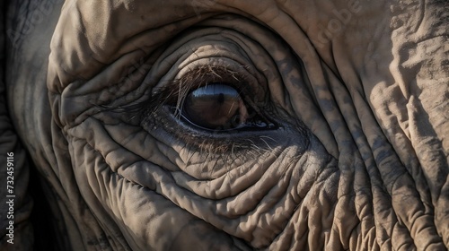 AI generated illustration of the eye of an elephant © Wirestock
