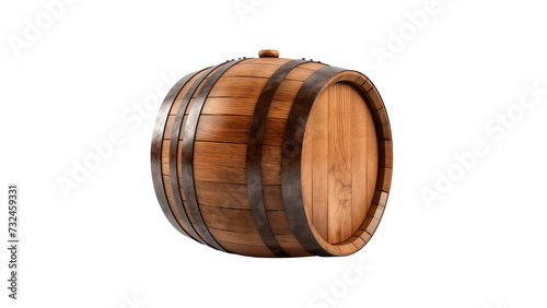Wooden oak barrel cut out. Isolated wooden barrel on transparent background