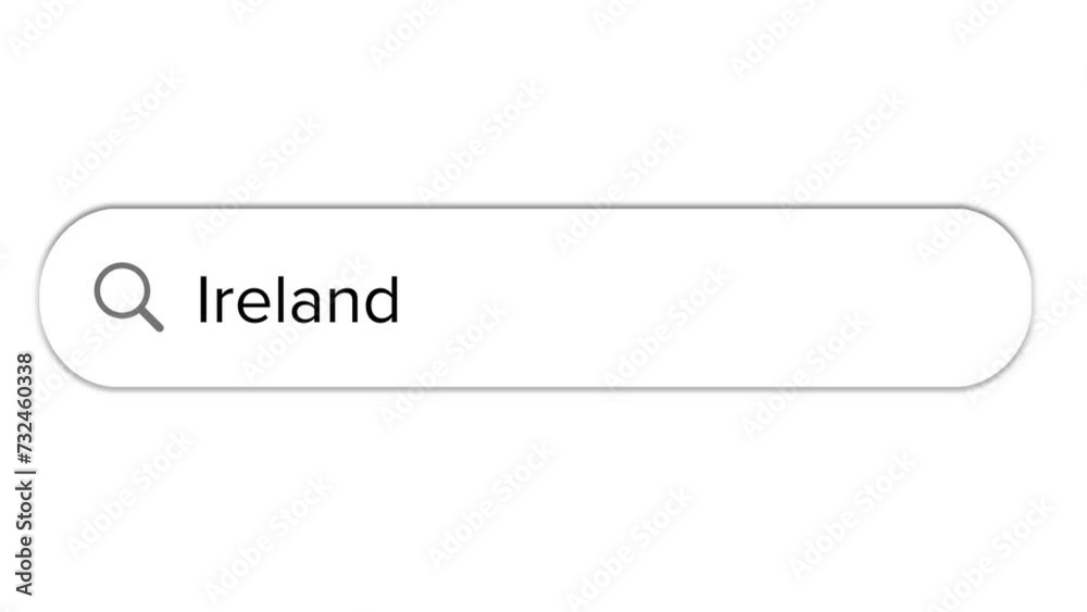 Www search bar icon with Ireland text isolated on white background