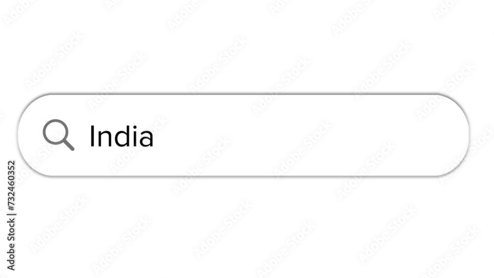Www search bar icon with India text isolated on white background Www search bar icon with India text isolated on white background