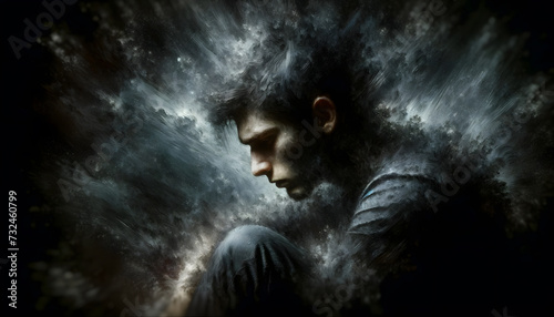 Inner Turmoil - Man Engulfed by a Storm of Emotions
