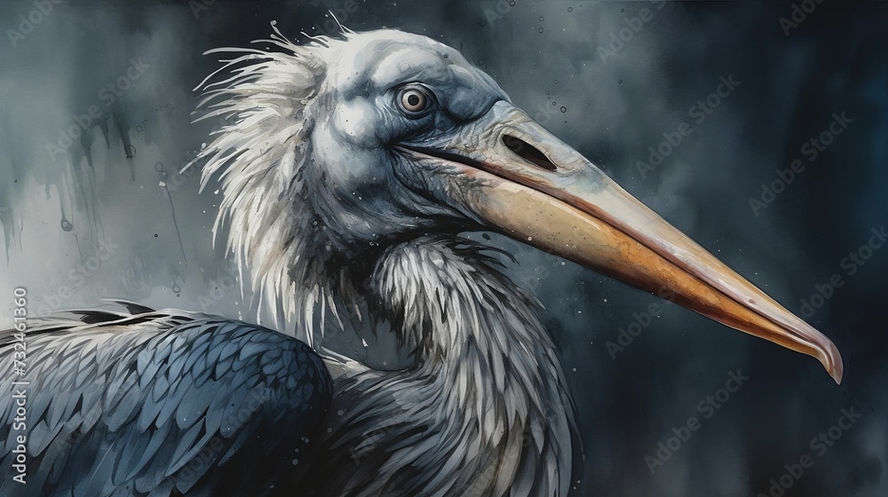 AI generated illustration of the head of the shoebill