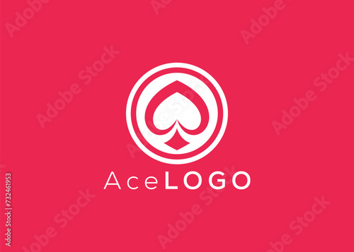 Minimalist Ace logo design vector template. Creative red ace shape logo 