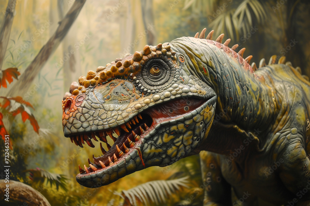 Dinosaur on the background of forest. Dinosaur on the background of forest.