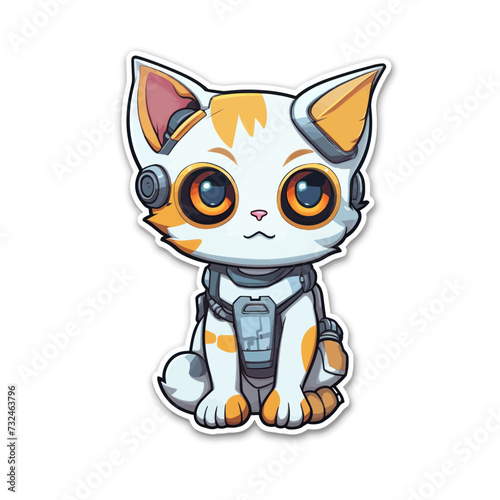 Vector of cyborg cat on white background
