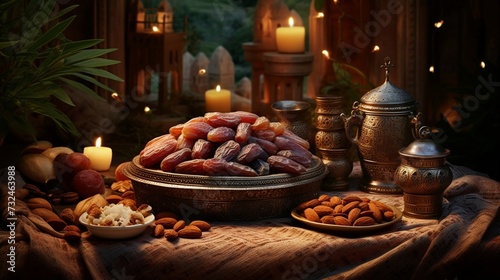 Immerse yourself in the cultural richness of Ramadan with the cherished tradition of sharing dates and almonds.