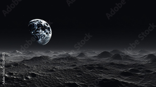 Moon surface. Dark background