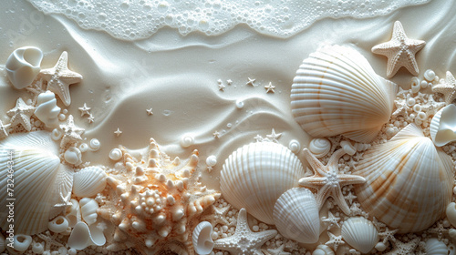 Sea shells with sand as background © vetre