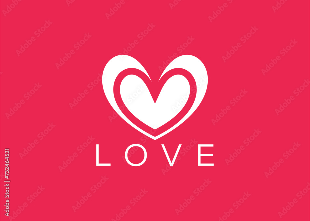 Minimalist Love logo design vector template. Creative red Heart shape logo