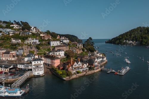 Aerial view of the Devon Coastal Town near the River Dart