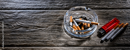 Composition with an ashtray and cigarettes