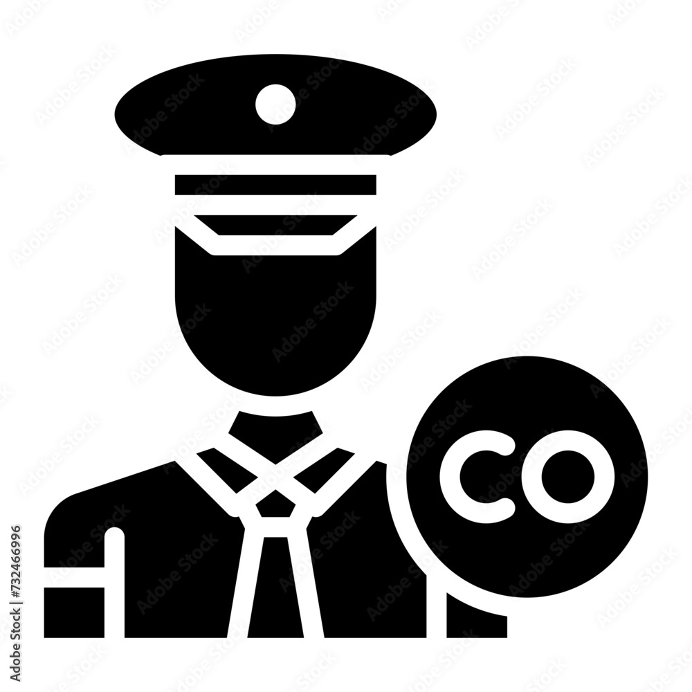 Male Co Pilot icon vector image. Can be used for Airline.