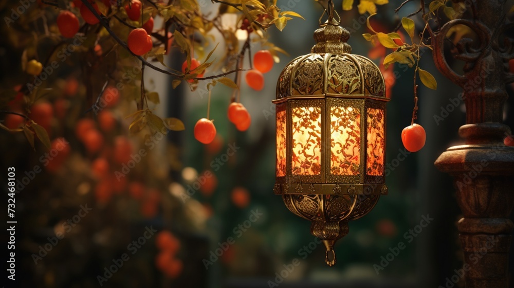 Let the vibrant hues of an Oriental Colored Lantern With Dates fruit transport you to an enchanting realm.