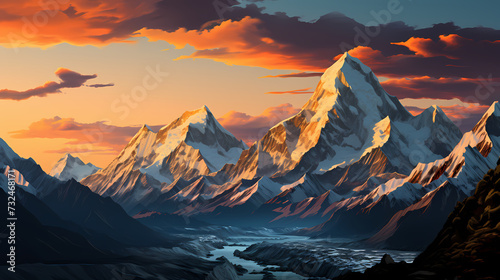 Stunning mountains, panoramic peaks PPT background